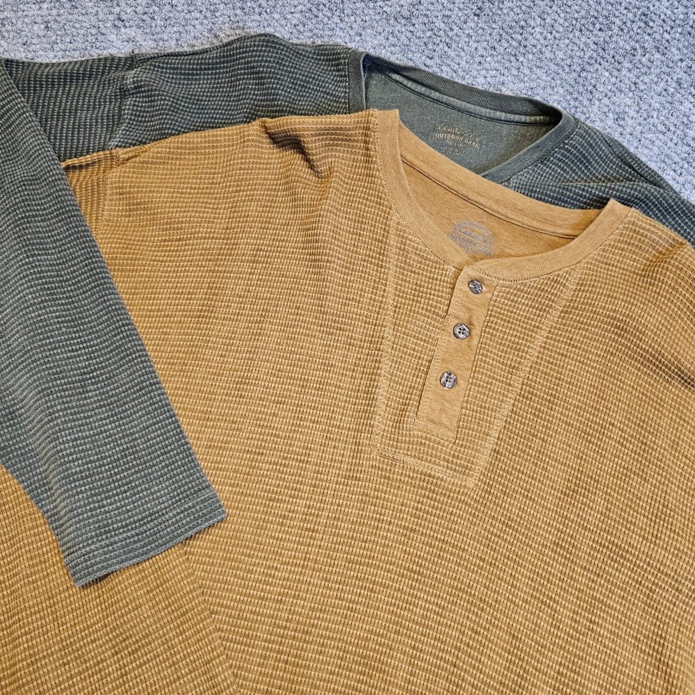 Cabelas Outdoor Gear Thermal Henley Waffle Shirt‎ Long Sleeve Lot of 2 Men's XXL